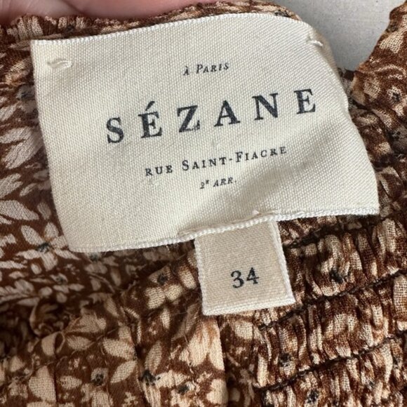 Sezane Mirta Blouse Womens Size 34 French US 2 Top Mock Neck Ruffle Sheer Boho - Picture 3 of 14